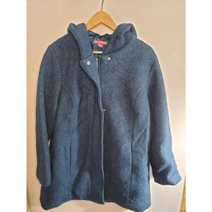 Woman Within Blue Green Wool Blend Hooded Coat Size 14W‎
